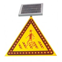 三角形交通警示牌 太陽能注意行人標
