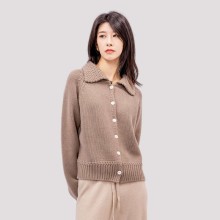 溫碧霞代言IRENENA服裝品牌全羊毛翻領毛衣長袖單排扣開衫