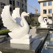 石雕噴水天鵝漢白玉戶外水池動物噴泉吐水鴨子石雕景觀擺件