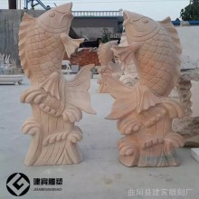 噴水石雕魚(yú)吐水鯉魚(yú)石雕戶外水池廣場(chǎng)噴泉小魚(yú)石雕流水?dāng)[件
