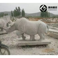 非洲犀牛石雕雕塑報(bào)價(jià) 大理石犀牛雕像圖片