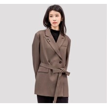 溫碧霞代言IRENENA服裝品牌羊毛長袖女西裝中長款翻領外套