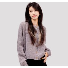 溫碧霞代言IRENENA服裝品牌雪花紋羊毛開衫長袖外套針織衫