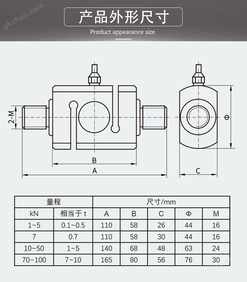 NTJL-3柱式外螺紋拉力傳感器
