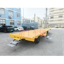 10噸移動拖車底盤 帶液壓支腿伸縮梯全掛式平板拖車